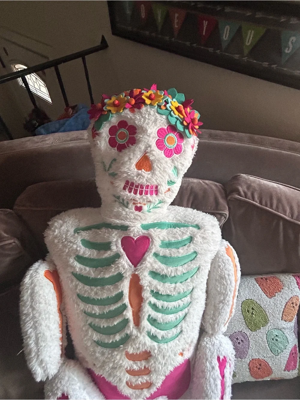 Plush Day of the Dead Skeleton Pillow - Isaac Mizirahi